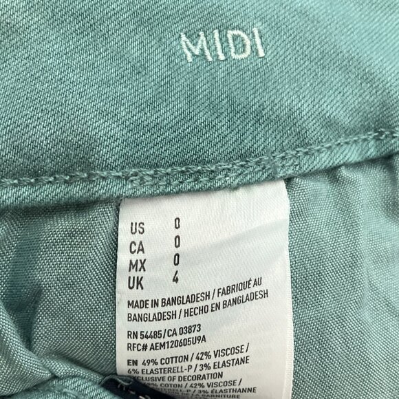 American Eagle Size 0 Teal Green Blue AEO Twill X Super Stretch‎ Midi Shorts - Picture 6 of 7